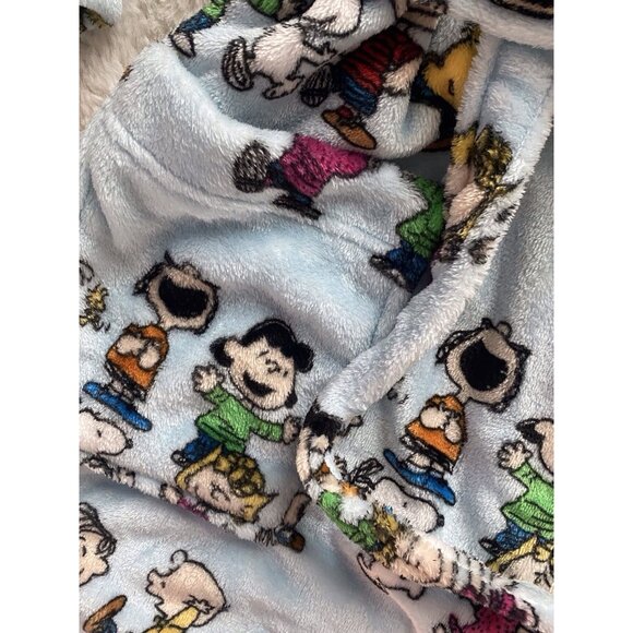 Peanuts Snoopy Charlie Brown Whole Gang Robe Belt Pockets Soft Women’s Sz L / XL - Picture 4 of 14